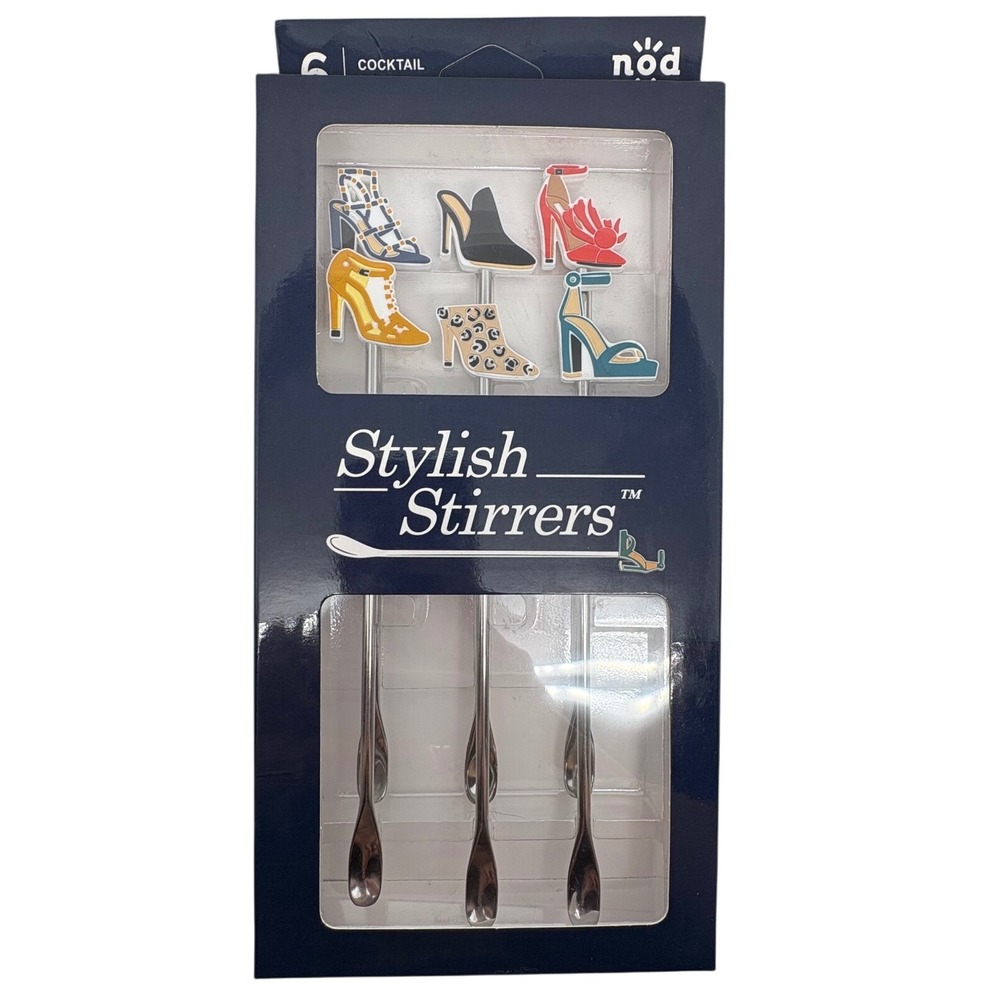 Nod Cocktail Spoons Stylish Stirrers Shoe‎ Design Set of 6 New Bridal Birthday